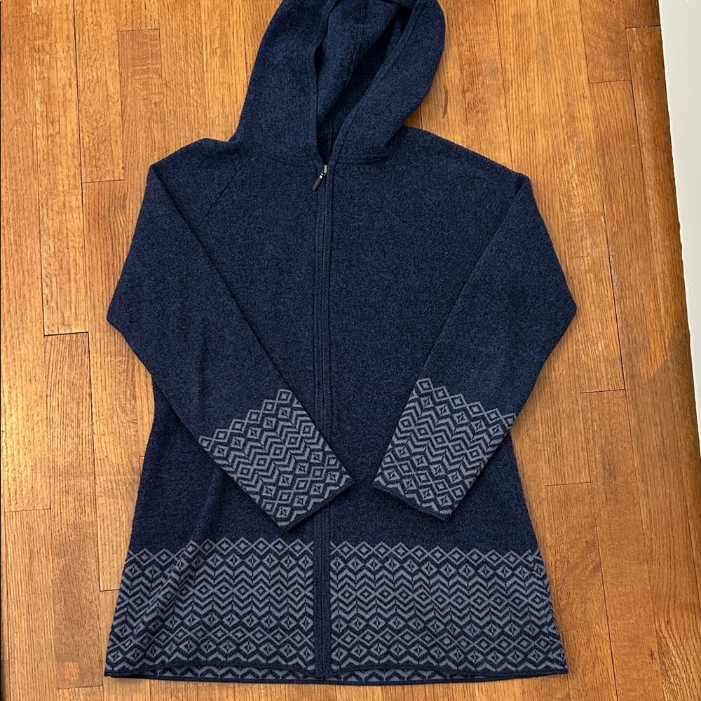 Cynthia Rowley Deep Blue Hooded Full Zip Sweater M